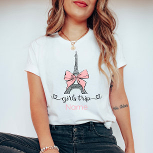 T-shirt Coquette Personnalisée Voyage Filles Bow Rose Tour