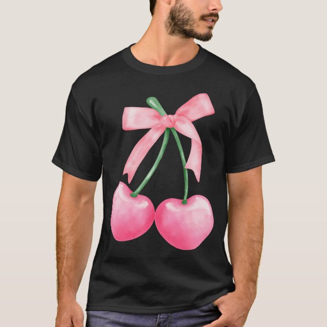 T-shirt Coquette Pink Bow Cerise Valentines Jour esthétiqu (Devant)