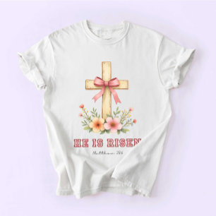 T-shirt Coquette Religious, Jesus Easter, He is Risen