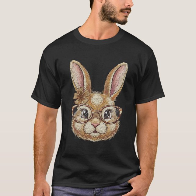 T-shirt Coquette Rétro Léopard Lapin de Pâques Tendance (Devant)