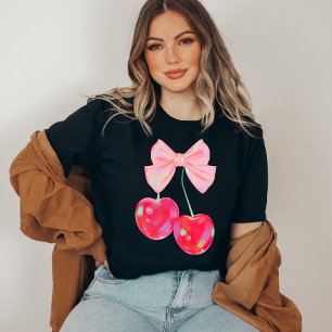 T-shirt Coquette Rose Bow Cherry