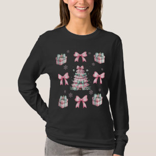 T-shirt Coquette Rose Bows Noël Arbre Présents