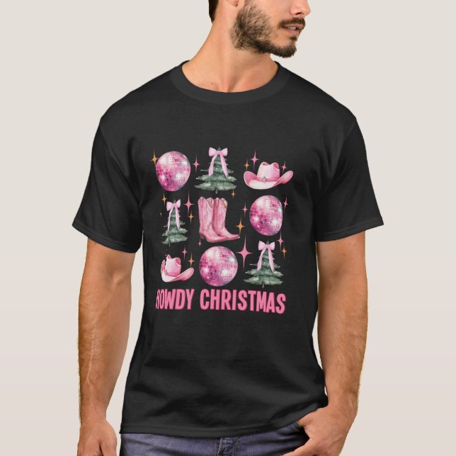 T-shirt Coquette rose de Noël Bow Xmas Tree (Devant)