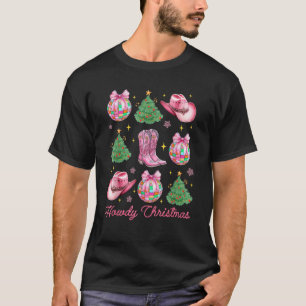 T-shirt Coquette rose de Noël Bow Xmas Tree