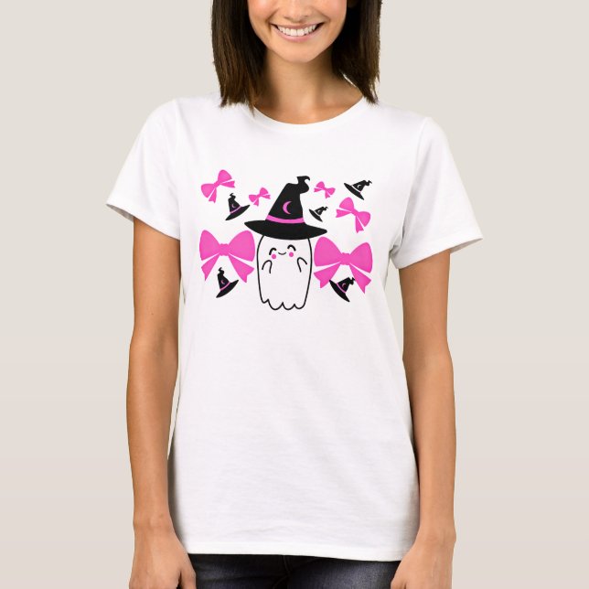 T-shirt Coquette rose Fantôme avec les vaches Halloween (Devant)