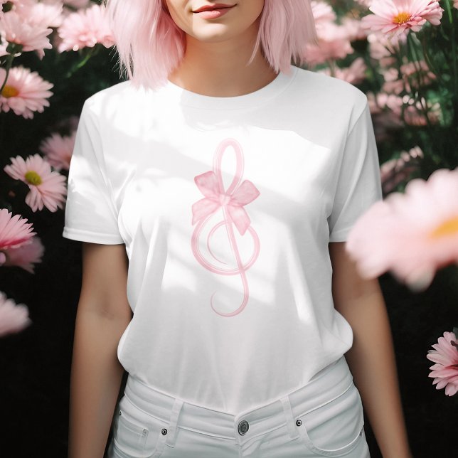 T-shirt Coquette Rose Treble Clef Music Bow Simple (Créateur téléchargé)