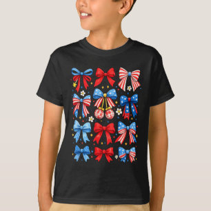 T-shirt Coquette Rouge Blanc Bleu Graphisme Patriotique