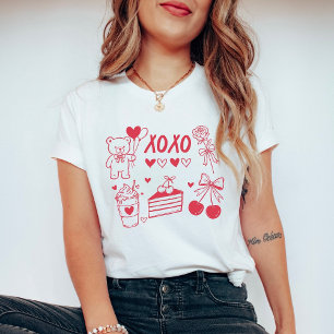 T-shirt Coquette Saint-Valentin XOXO Ours en Peluche & Cer