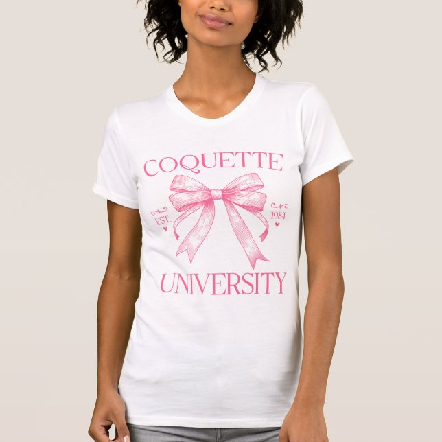 T-shirt Coquette Université Girly Pink Bow Chemise (Devant)