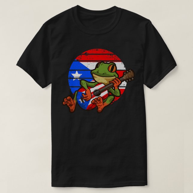 T-shirt Coqui Frog Playing GuitarPuerto Rico Animal152 (Design devant)