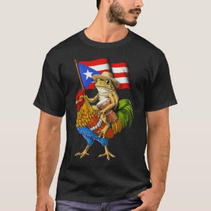 T-shirt Coqui Frog Portoricain Riding Rooster