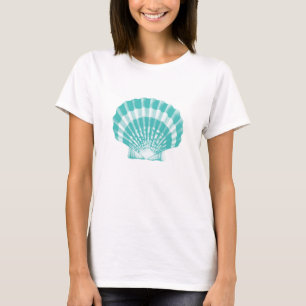 T-shirt Coquillage - aqua doux et blanc