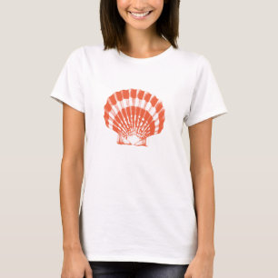 T-shirt Coquillage - corail orange et blanc