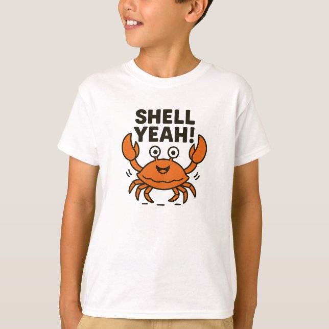 T-shirt Coquillage Crabe Graphique Orange Amusant Yeah (Devant)