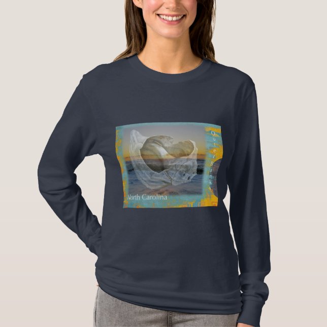T-shirt Coquillage et surf externes de la Caroline du Nord (Devant)