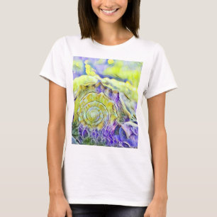 T-shirt Coquillage jaune violet dans l'aquarelle mousseuse