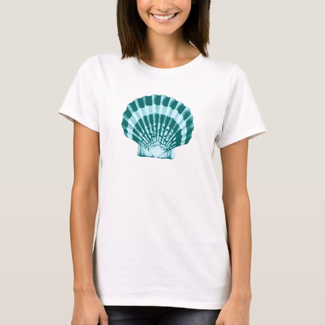 T-shirt Coquillage - Nuances de bleu sarcelle (Devant)