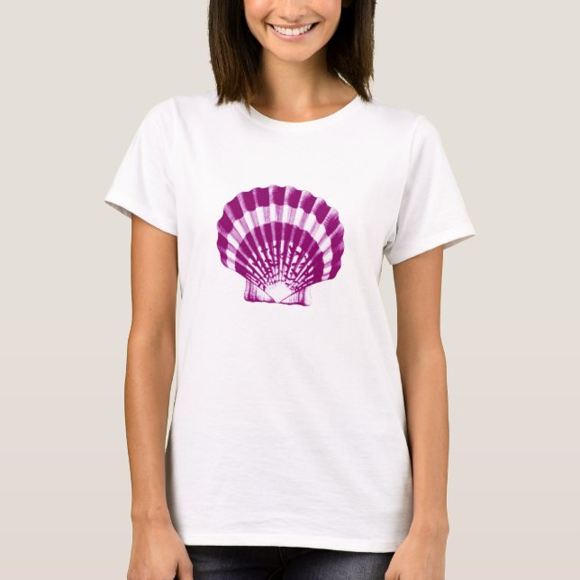 T-shirt Coquillage - violet et blanc (Devant)