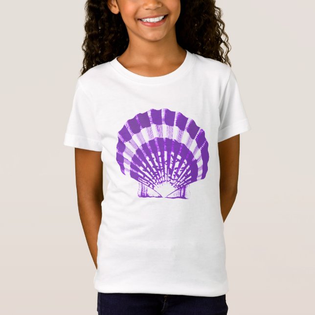 T-Shirt Coquillage - violette et blanc (Devant)