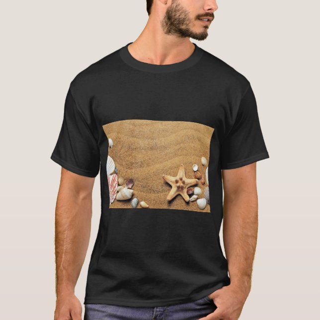 T-shirt Coquillages dans le sable Côtier Imprimer Tee (Devant)