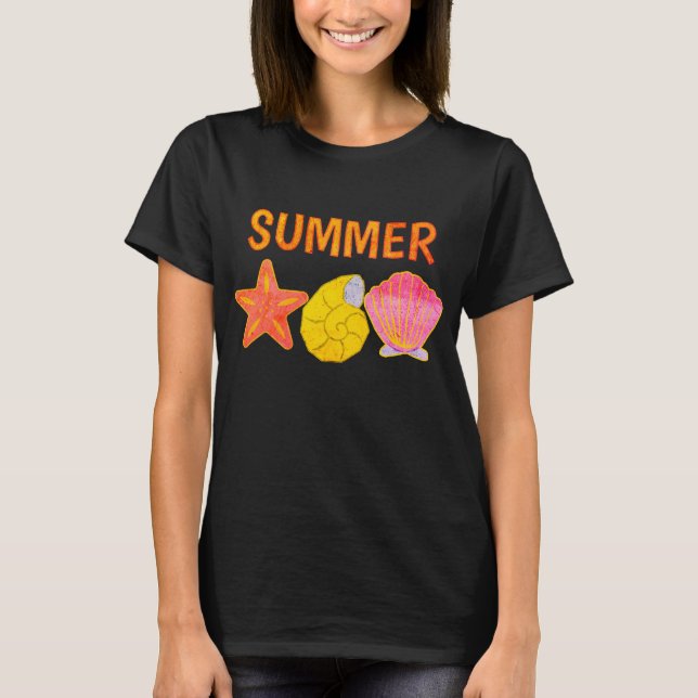 T-shirt Coquillages d'été rétro  (Devant)