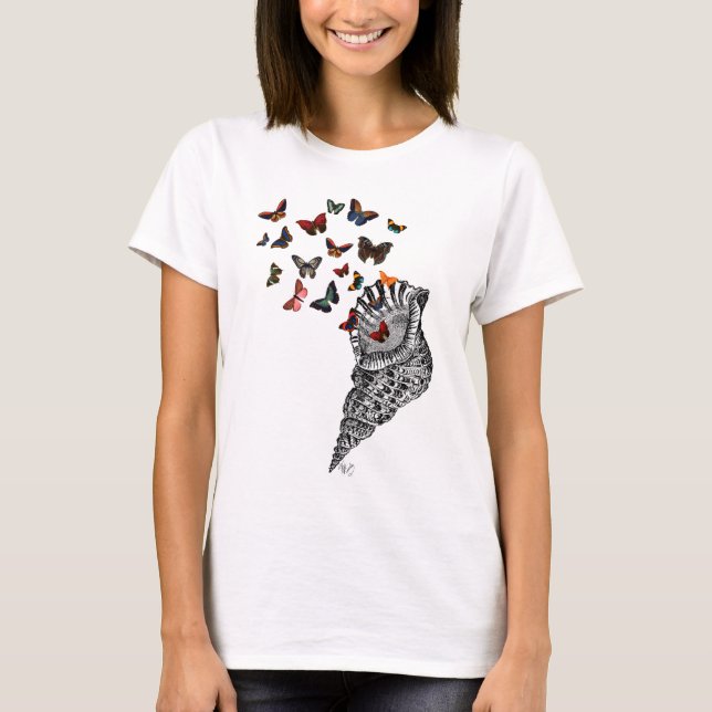 T-shirt Coquille de conque et papillons 2 (Devant)