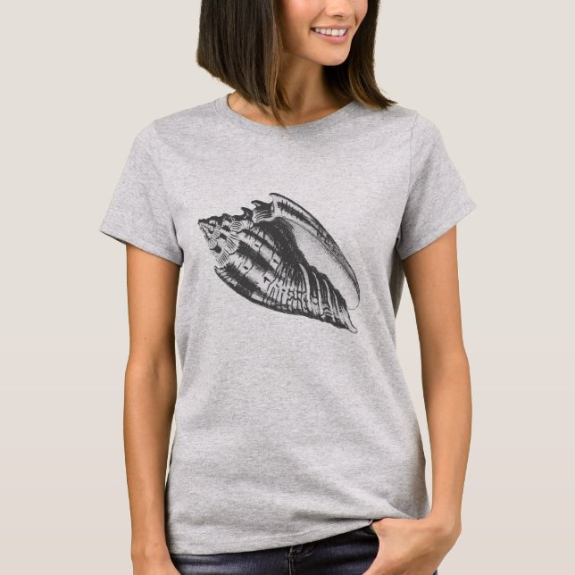 T-shirt Coquille de conque - gris et blanc (Devant)