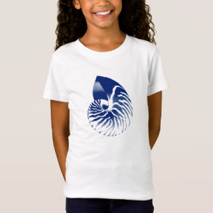 T-Shirt Coquille de nautile - bleu marine et blanc