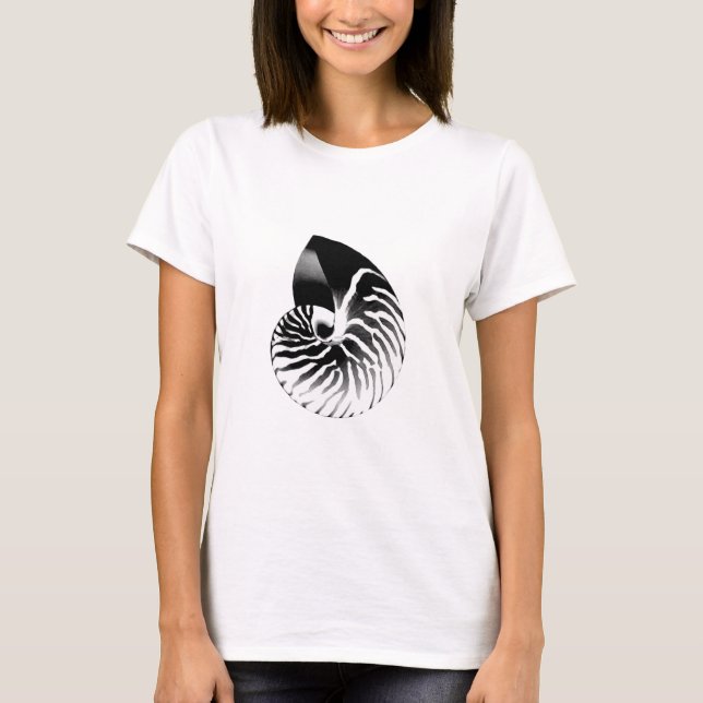 T-shirt Coquille de nautile - noir et blanc (Devant)