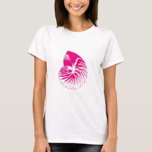 T-shirt Coquille de nautile - rose fuchsia et blanc