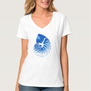T-shirt Coquille de Nautilus - bleu cobalt et blanc