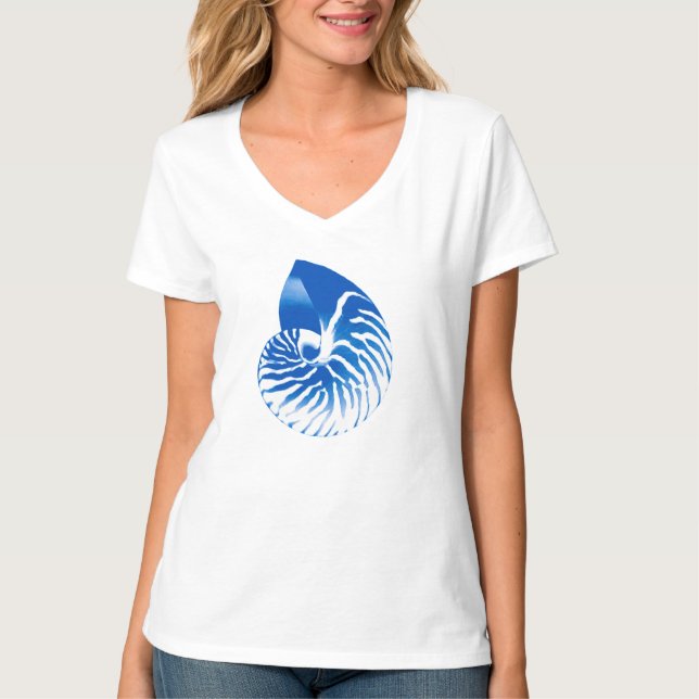 T-shirt Coquille de Nautilus - bleu cobalt et blanc (Devant)