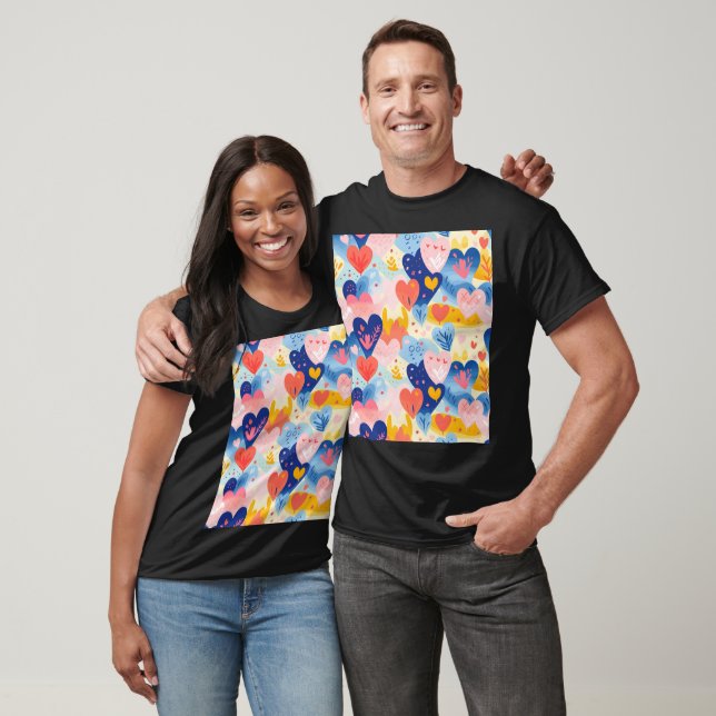 T-shirt Corações Coloridos (Unisexe)
