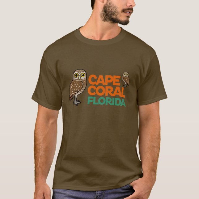 T-shirt Corail de cap creusant des hiboux (Devant)