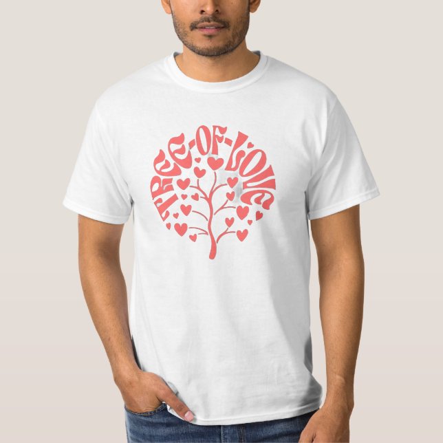 T-Shirt Corail Rétro « Arbre de l'Amour » Typograp (Devant)