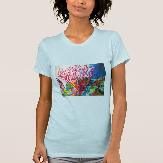 T-shirt Coral Reef Grande barrière récif art océanique (Devant)