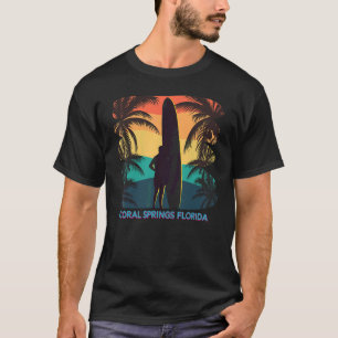 T-shirt Coral Springs Floride Fl Palm Tree Surfboard Surfe