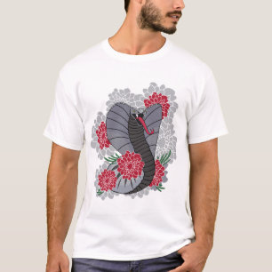 T-shirt Corbeau artistique noir et roses rouges Graphique