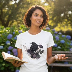 T-shirt Corbeau botanique sombre graphique académique Mood