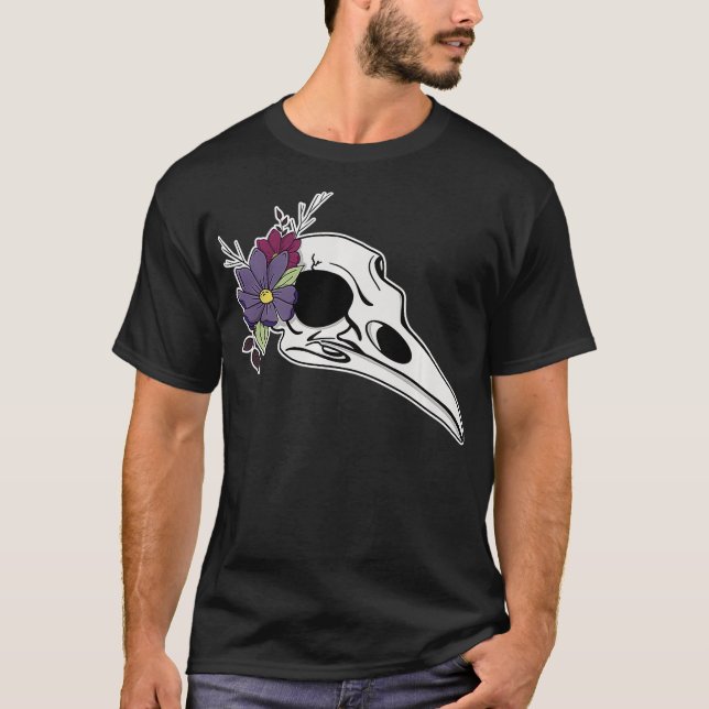 T-shirt Corbeau crâne floral Pastel Goth Macabre Taidermy  (Devant)