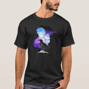 T-shirt Corbeau Et Lune De Nuit Ornithologie Du Noir