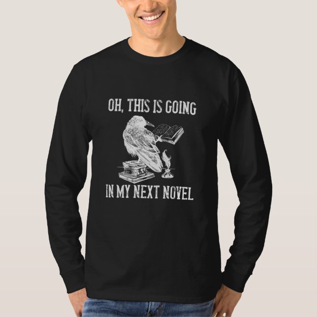 T-shirt Corbeau lisant mon prochain livre d'écriture de ro (Devant)