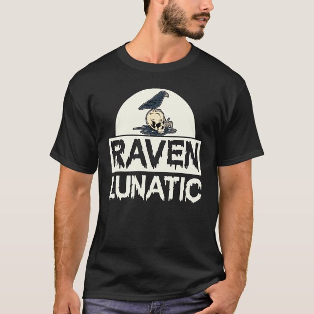 T-shirt Corbeau Lunatique Amusant Oiseau Goth Gothique Crâ (Devant)