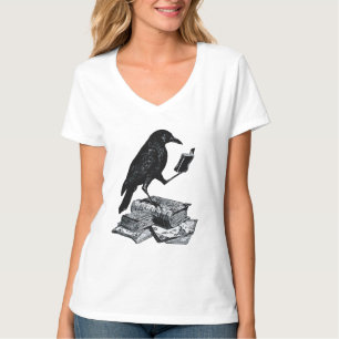 T-shirt Corbeau magique avec livres académiques