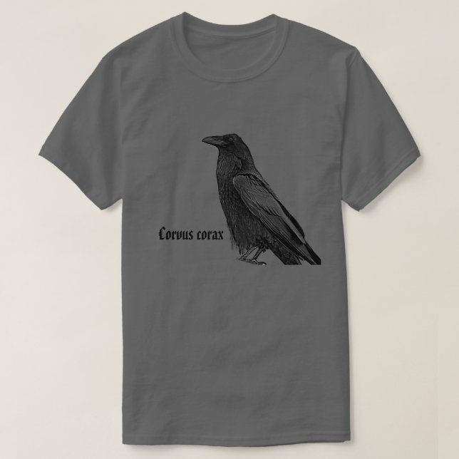T-shirt Corbeau noir avec nom scientifique (Design devant)