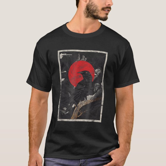 T-shirt Corbeau noir corbeau rouge lune (Devant)