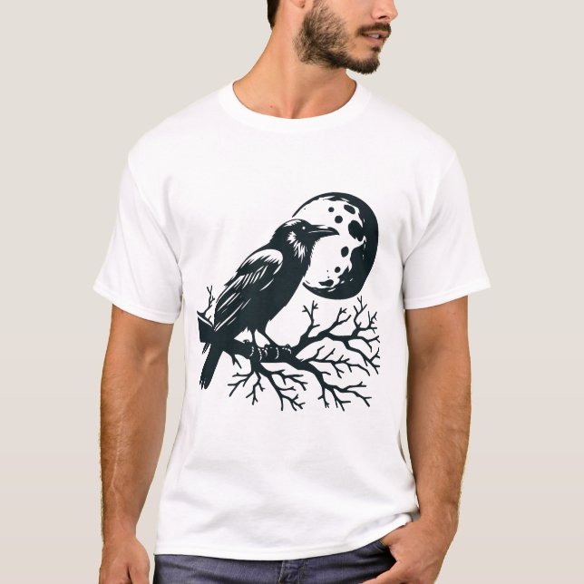 T-shirt Corbeau noir et lune (Devant)