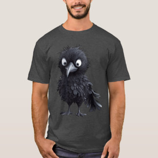 T-shirt Corbeau Noir Graphisme Oiseau Pour Enfants Gothiqu