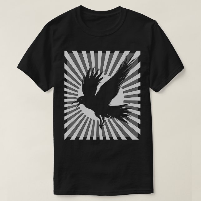 T-shirt Corbeau noir japonais esthétique rétro corbeau (Design devant)