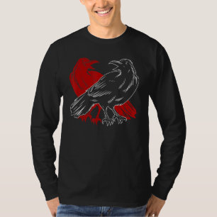 T-shirt Corbeau rouge Forêt animale gothique Éffrayante Oi
